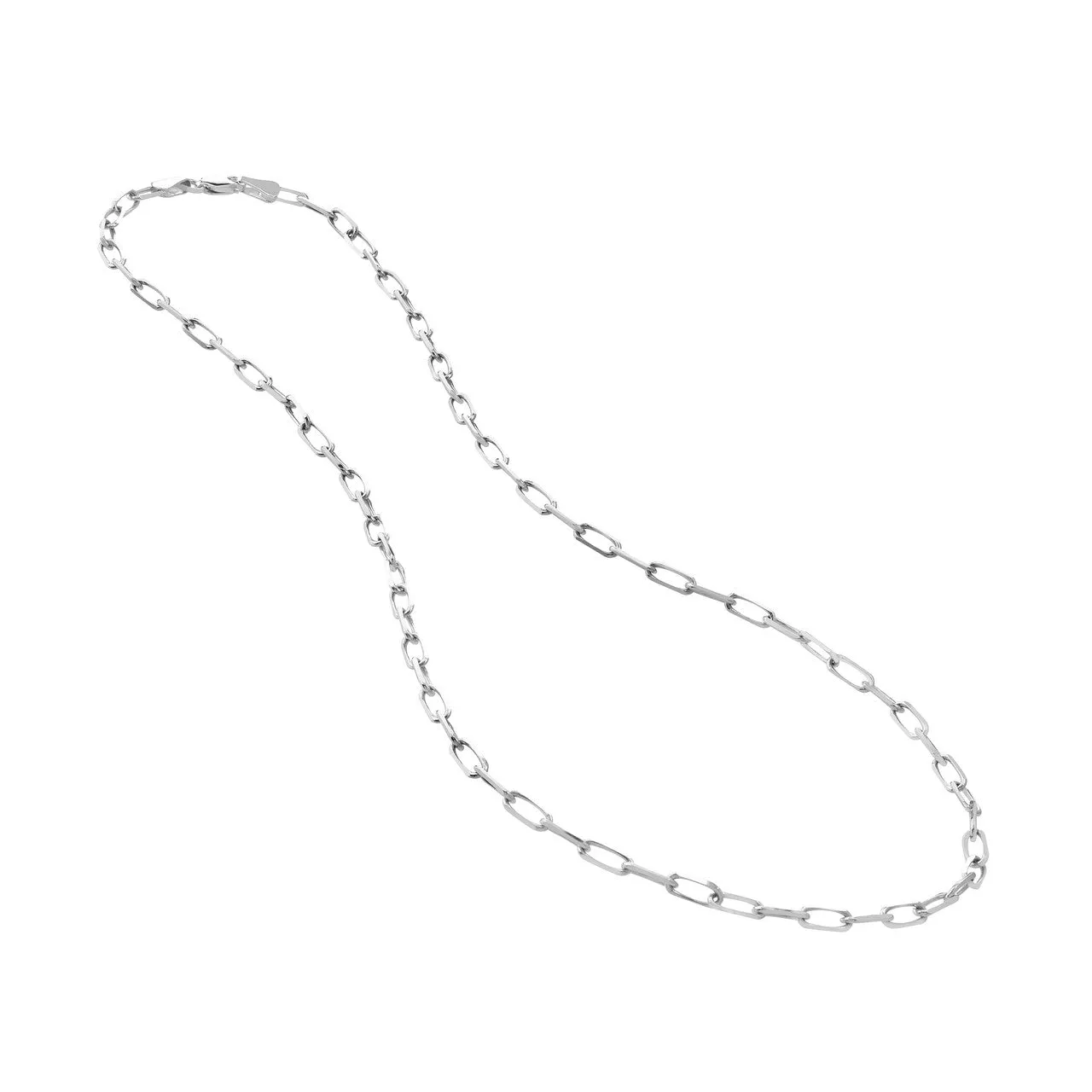 Solid 14K Gold 4mm Paperclip Chain Necklace with Lobster Lock - Diamond Cut