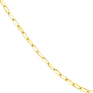 Solid 14K Gold 4mm Paperclip Chain Necklace with Lobster Lock - Diamond Cut