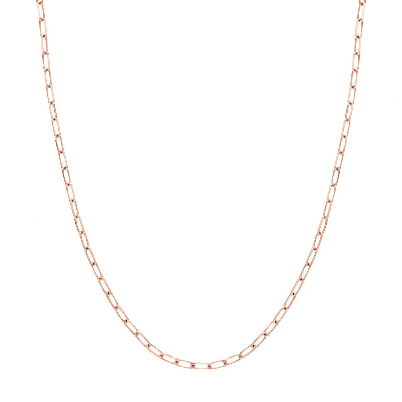 Solid 14K Gold 4mm Paperclip Chain Necklace with Lobster Lock - Diamond Cut