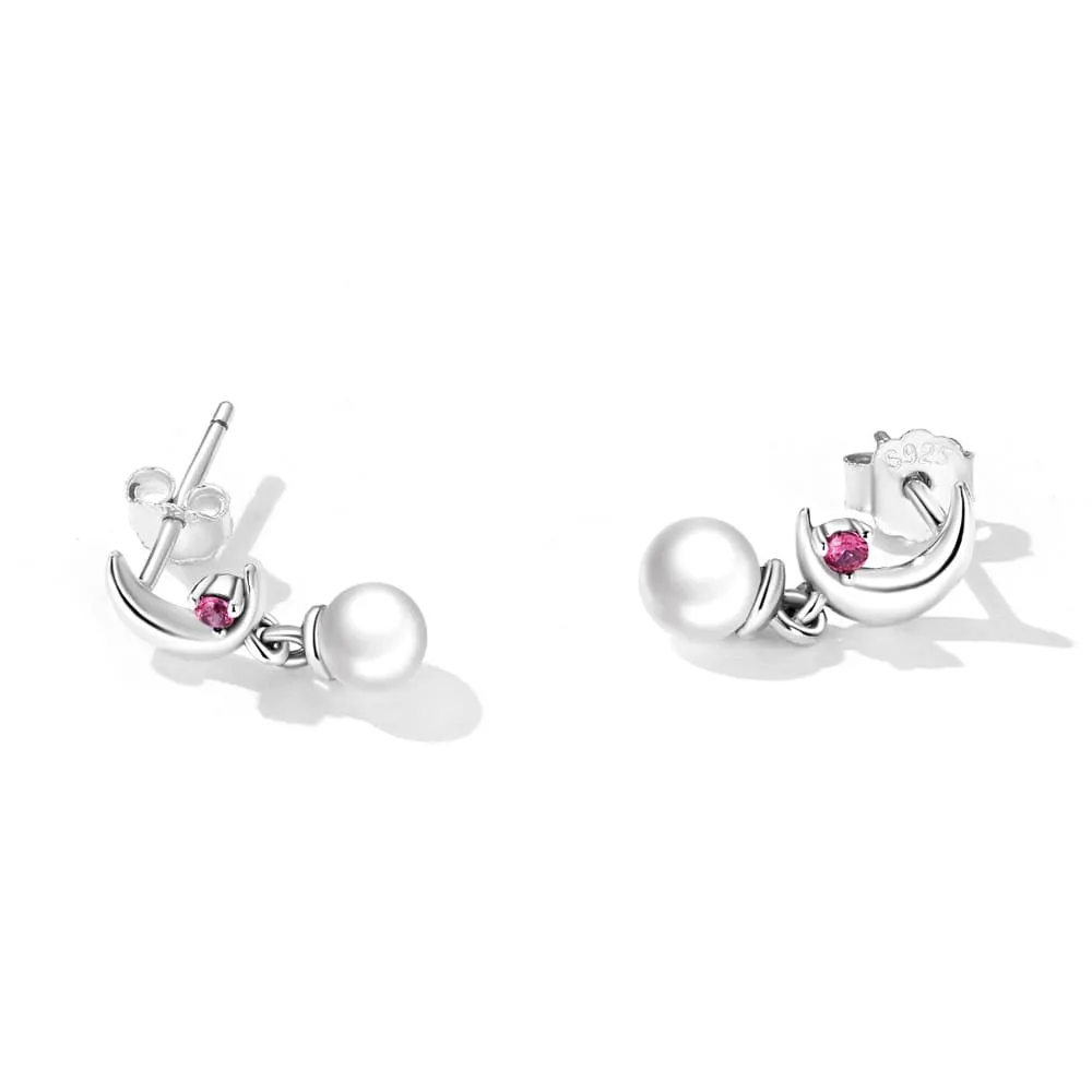 Solid 925 Signature Silver Abernathy Pearl Dangle Earrings