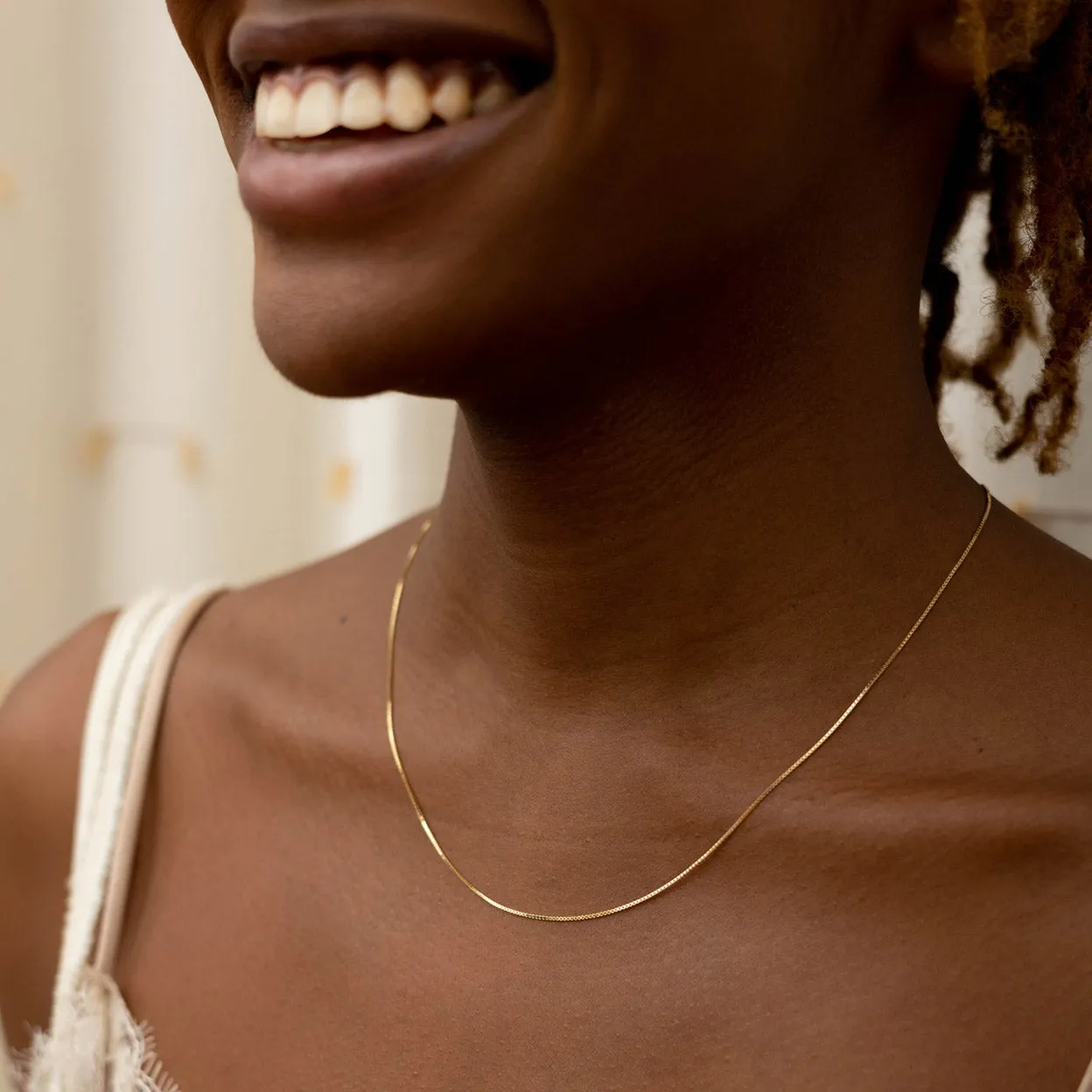 Solid Gold Box Chain Diamond Cut Necklace