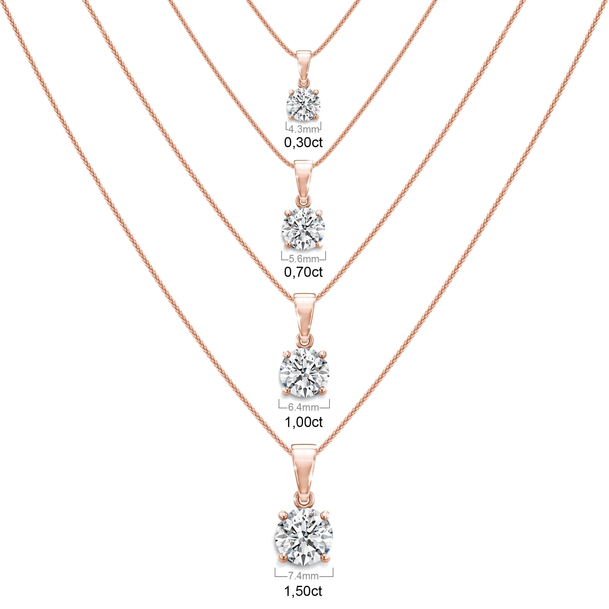 Solitaire Diamond 4 Prong Pendant