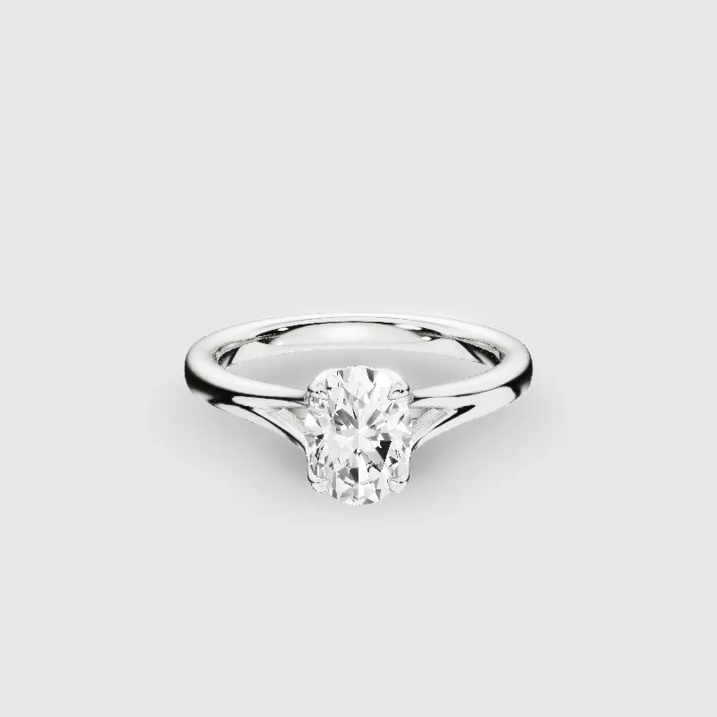 Split Shank Petal-Set Solitaire Ring-Oval