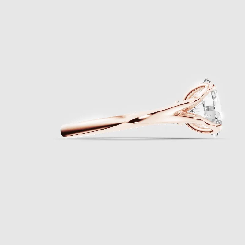 Split Shank Petal-Set Solitaire Ring-Oval