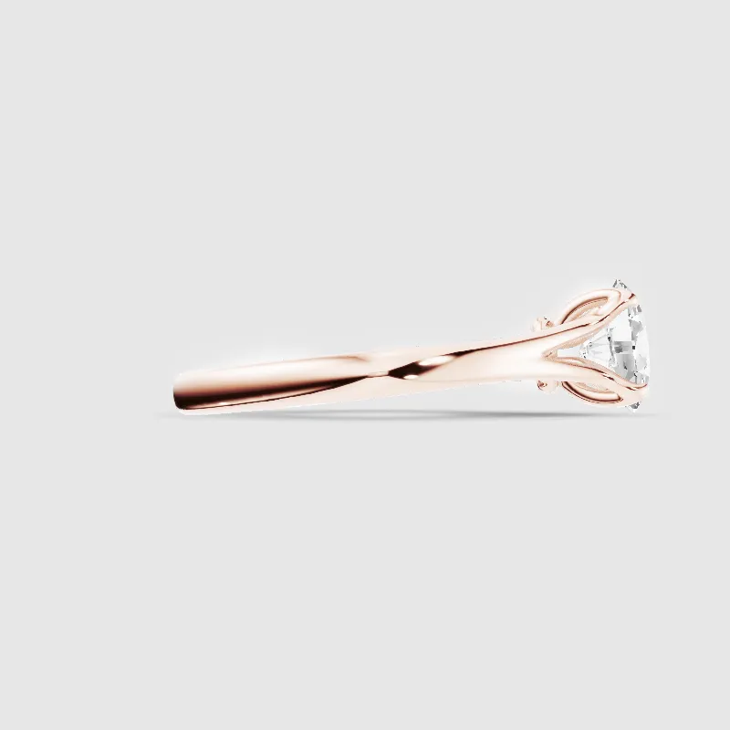 Split Shank Petal-Set Solitaire Ring-Oval