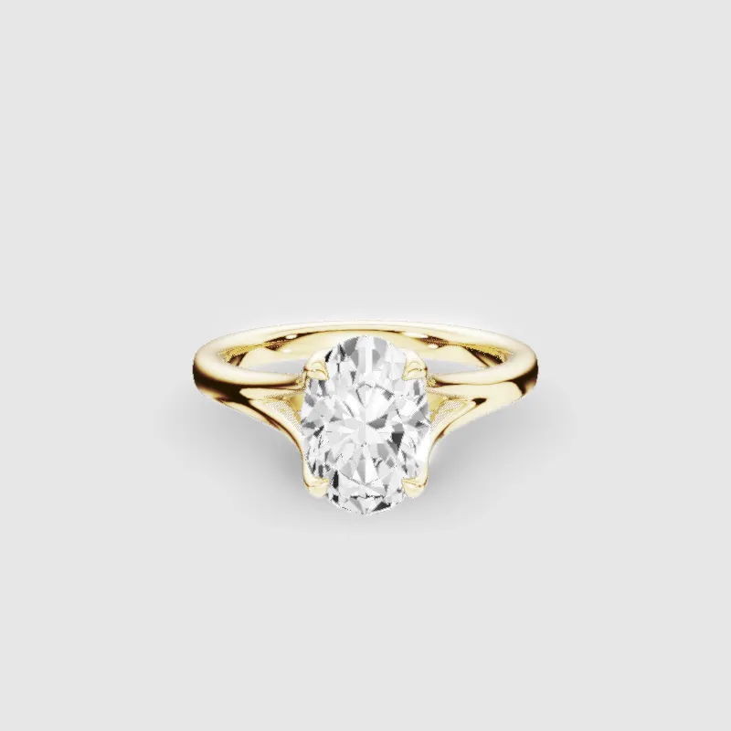 Split Shank Petal-Set Solitaire Ring-Oval