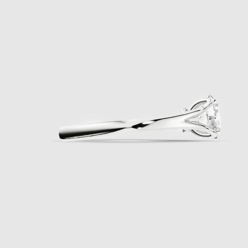 Split Shank Petal-Set Solitaire Ring-Oval
