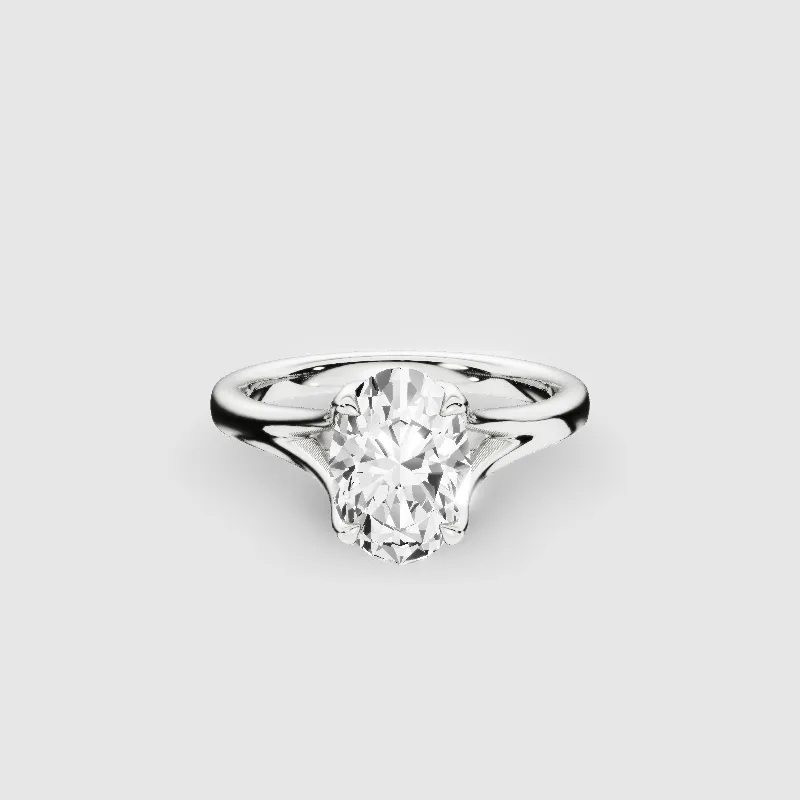 Split Shank Petal-Set Solitaire Ring-Oval