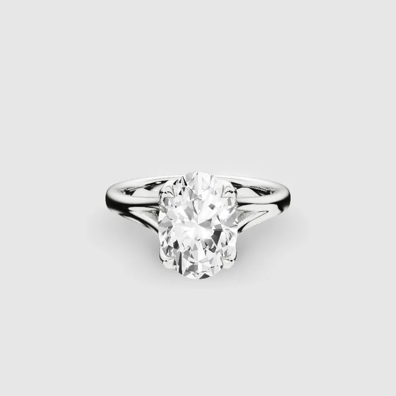 Split Shank Petal-Set Solitaire Ring-Oval