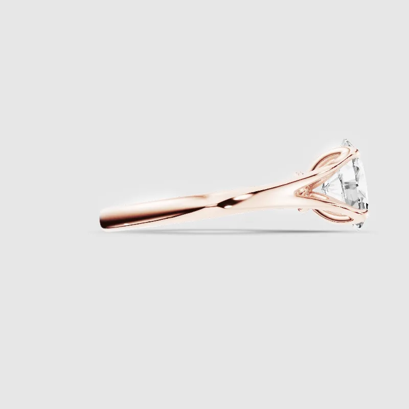 Split Shank Petal-Set Solitaire Ring-Oval