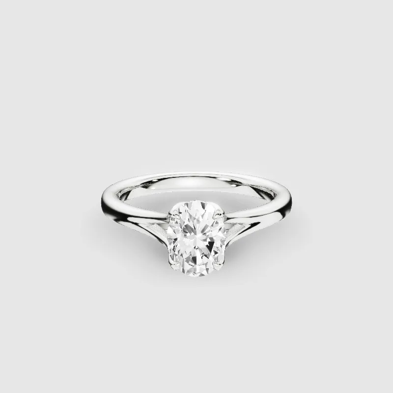 Split Shank Petal-Set Solitaire Ring-Oval