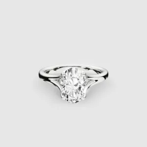 Split Shank Petal-Set Solitaire Ring-Oval