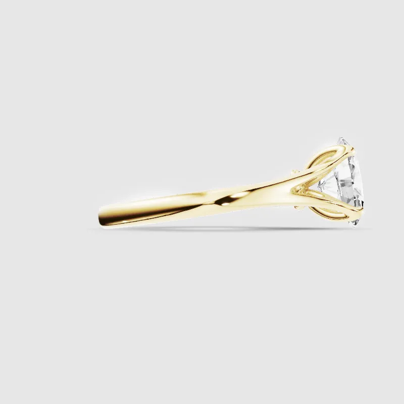 Split Shank Petal-Set Solitaire Ring-Oval