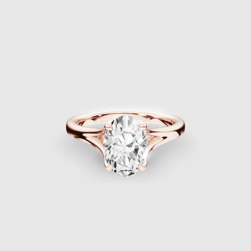 Split Shank Petal-Set Solitaire Ring-Oval