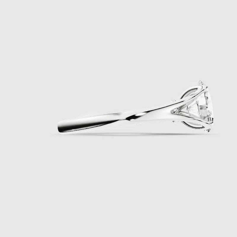 Split Shank Petal-Set Solitaire Ring-Oval