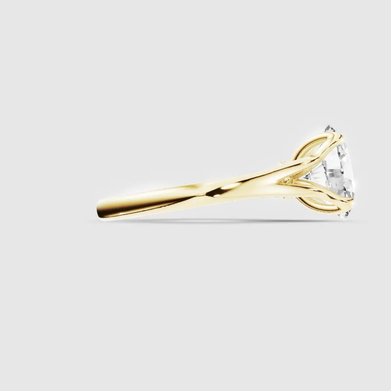 Split Shank Petal-Set Solitaire Ring-Oval