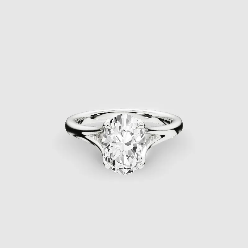 Split Shank Petal-Set Solitaire Ring-Oval