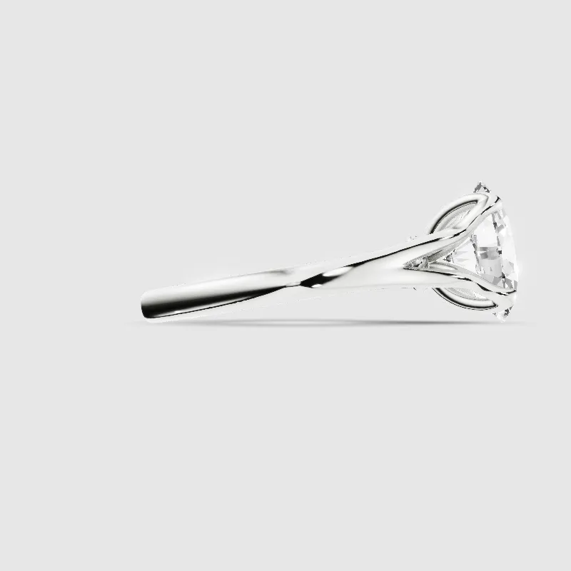 Split Shank Petal-Set Solitaire Ring-Oval