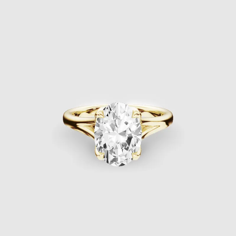 Split Shank Petal-Set Solitaire Ring-Oval