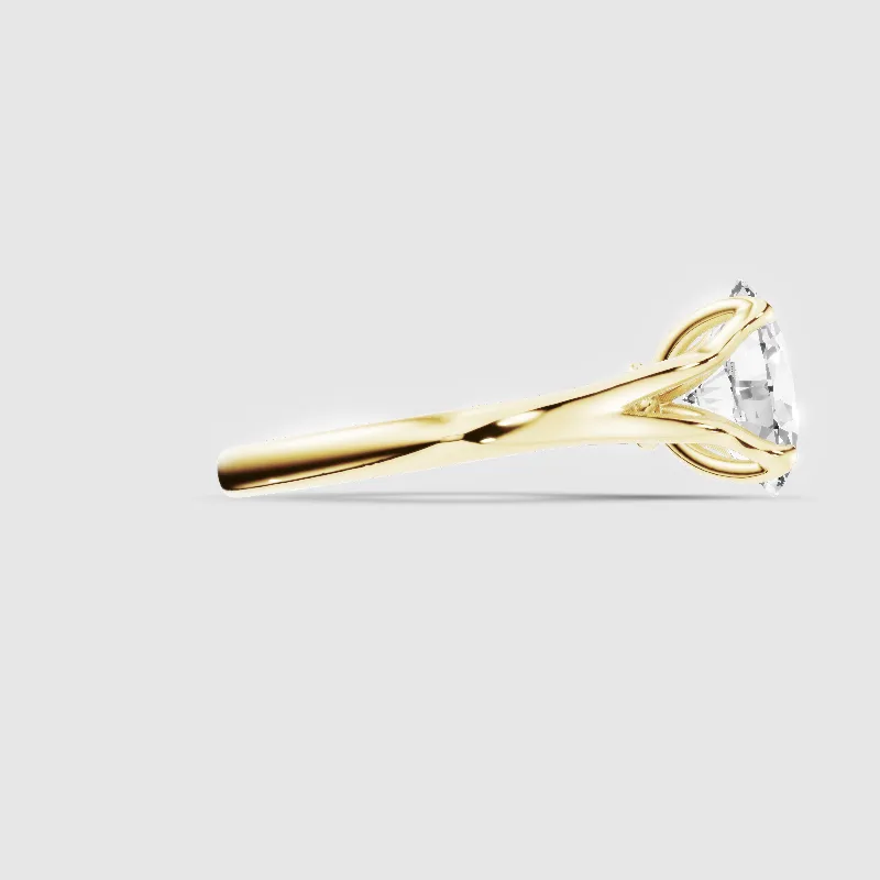 Split Shank Petal-Set Solitaire Ring-Oval