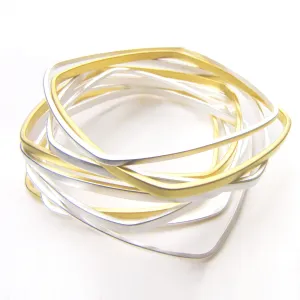 Square Bangles Gold and Silver Dipped