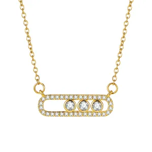 Square Round Zircon Pendant Necklaces for Women Vintage Charm