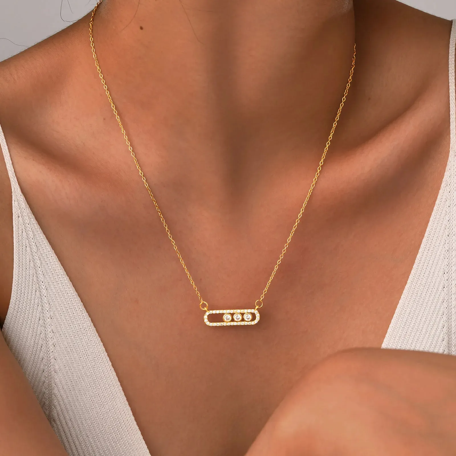 Square Round Zircon Pendant Necklaces for Women Vintage Charm