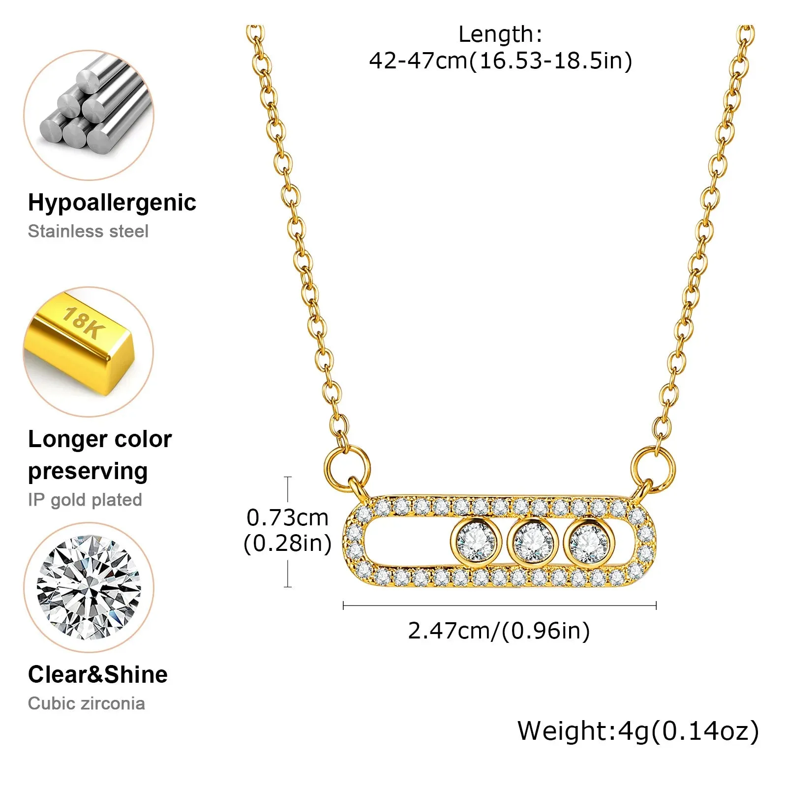 Square Round Zircon Pendant Necklaces for Women Vintage Charm