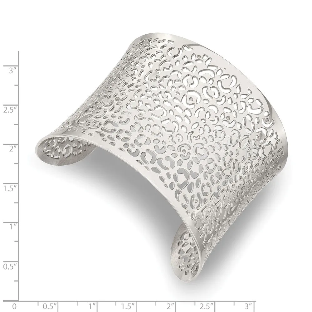 Stainless Steel Polished Laser cut Design Cuff Bangle