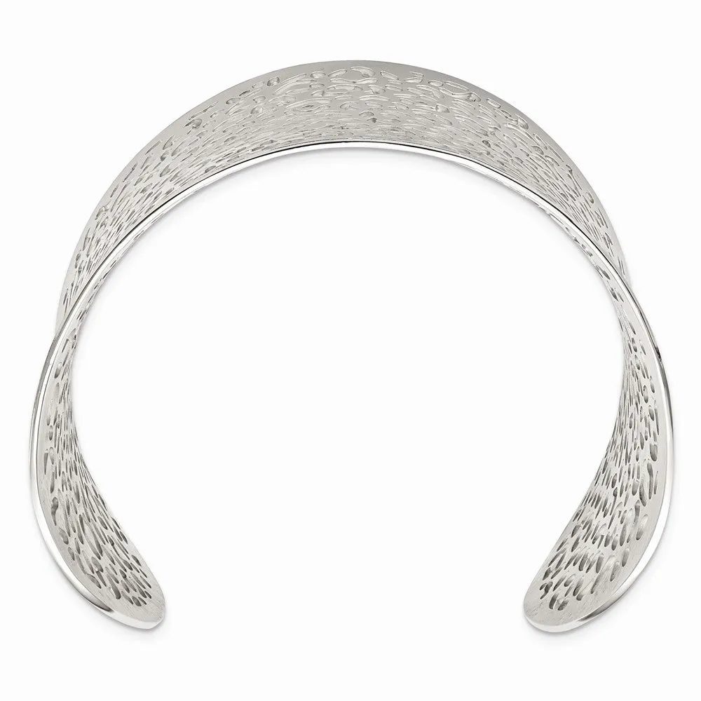 Stainless Steel Polished Laser cut Design Cuff Bangle