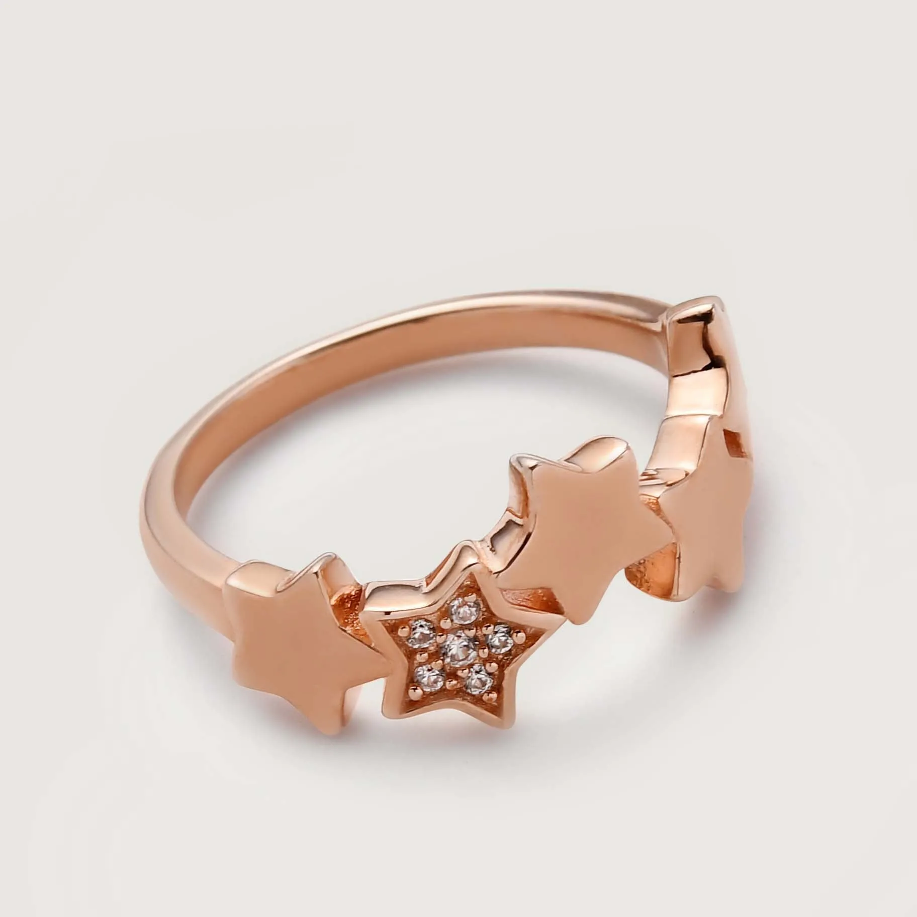 Star Band Ring with White Zircons