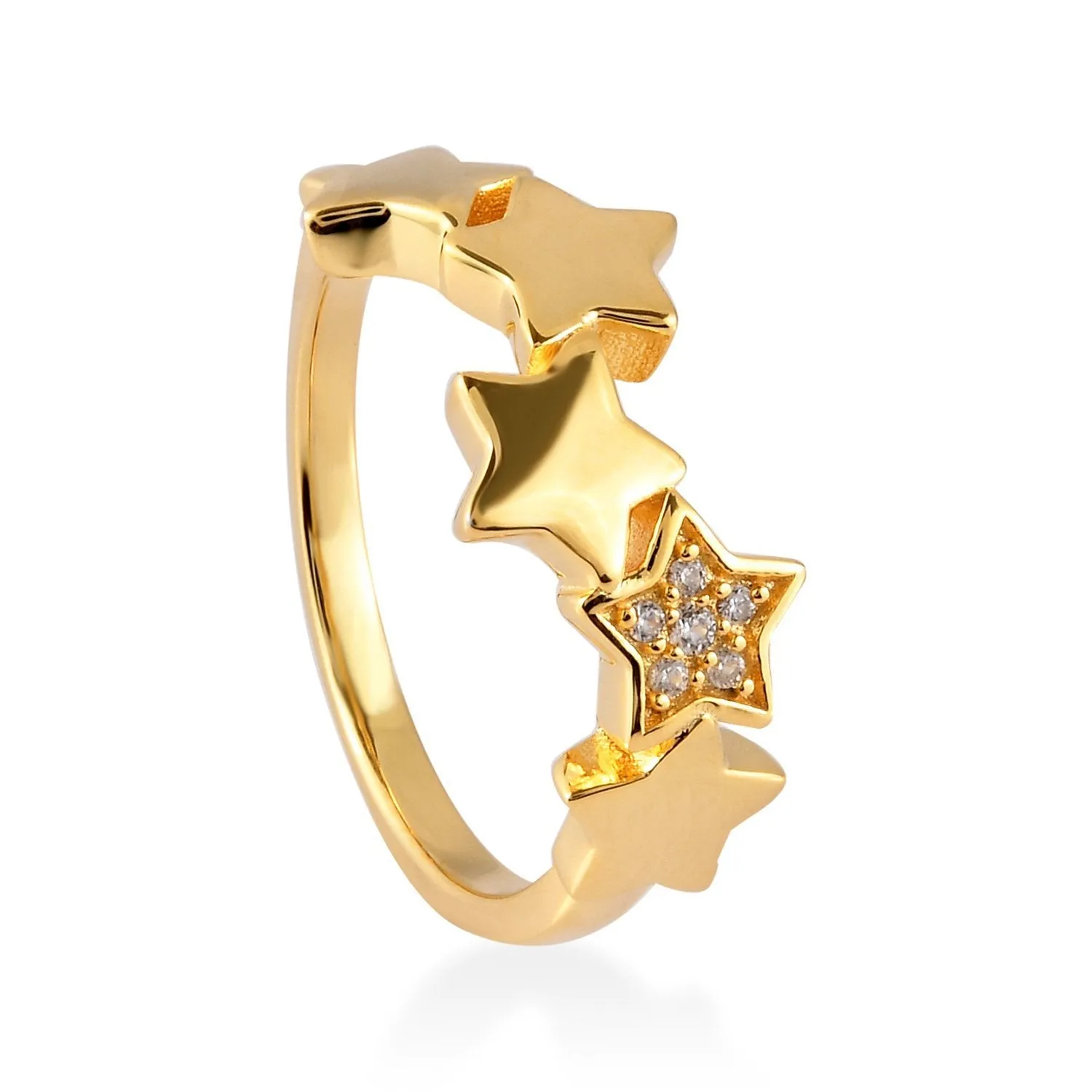 Star Band Ring with White Zircons