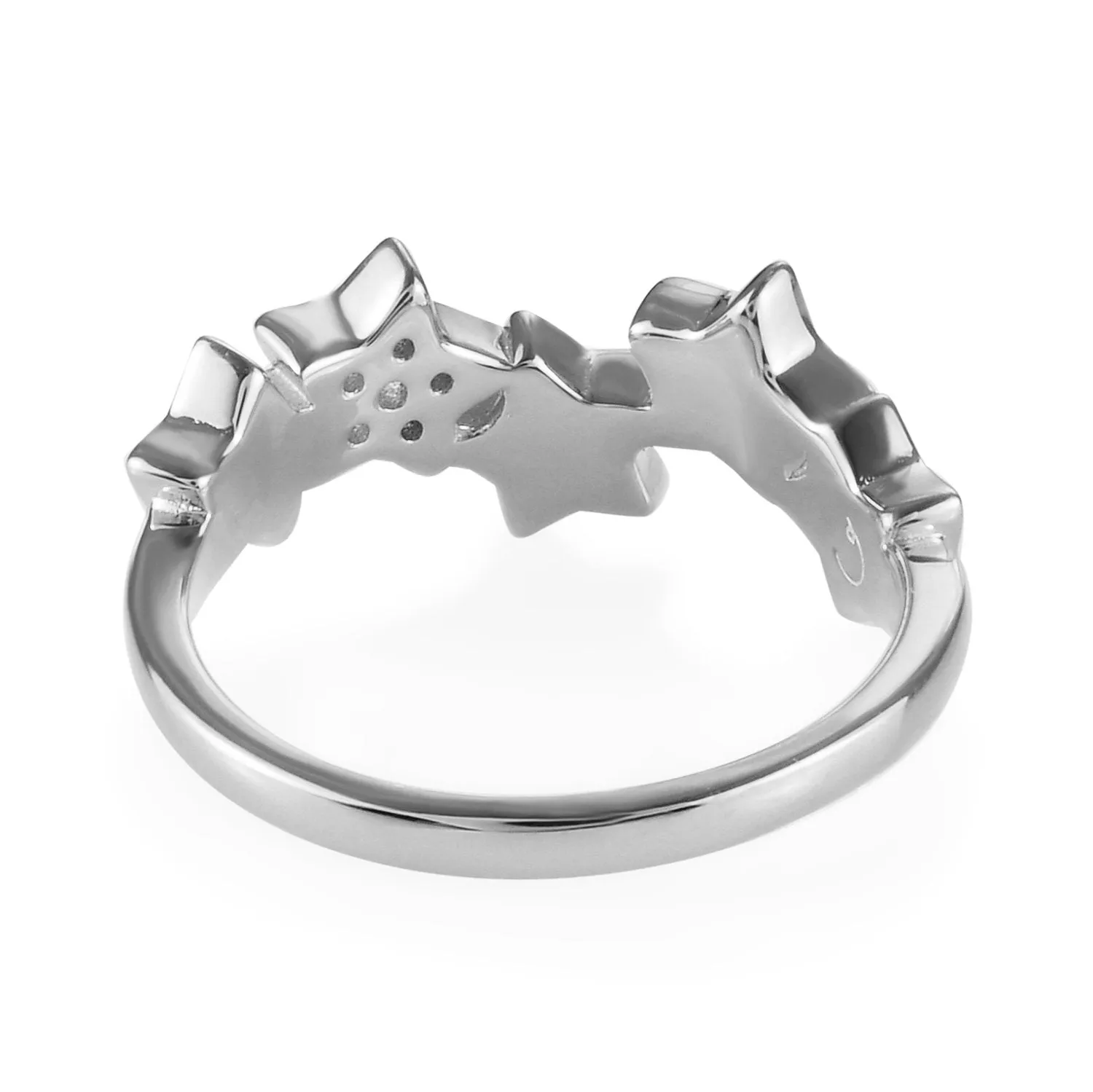 Star Band Ring with White Zircons