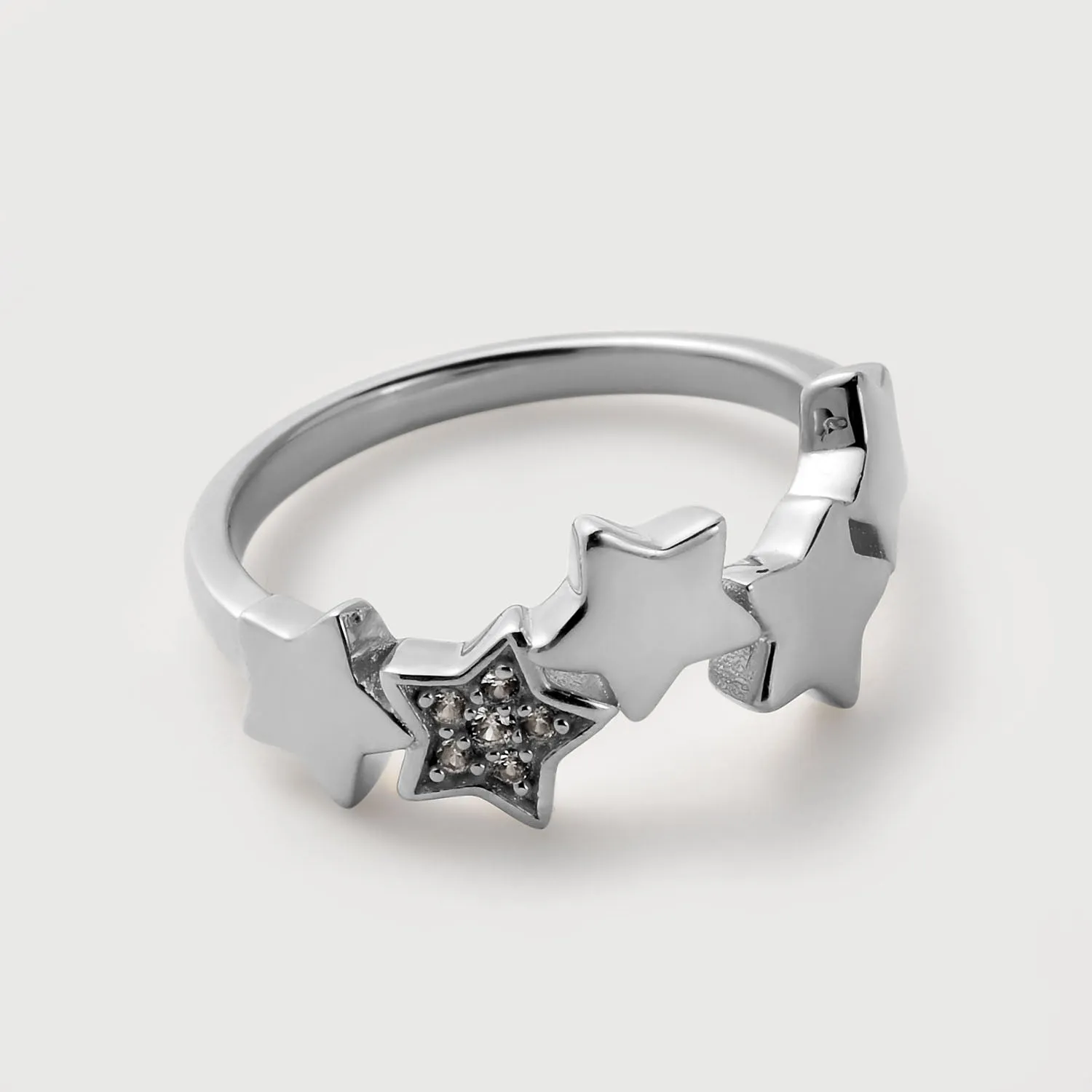Star Band Ring with White Zircons