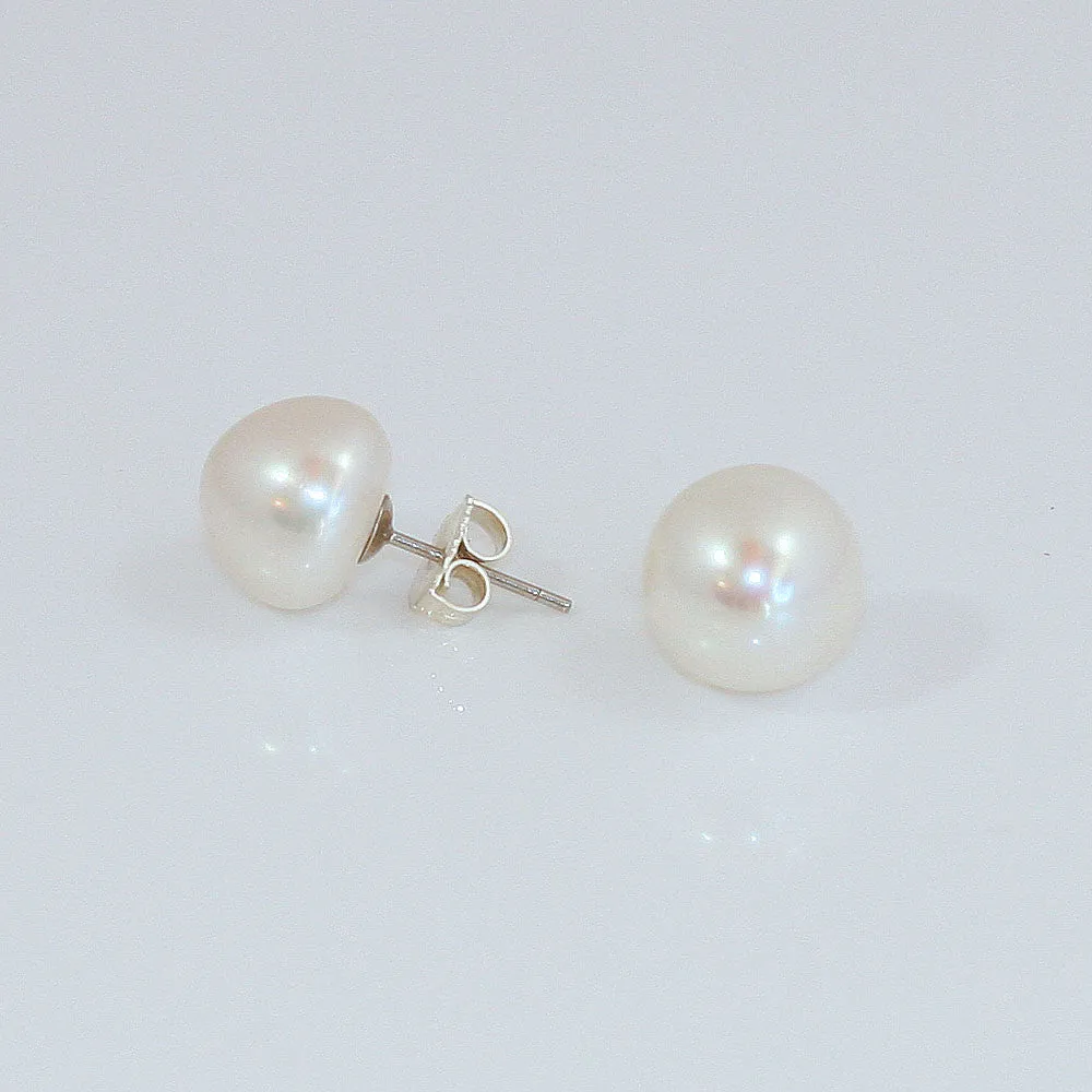 Sterling Silver 12mm White Freshwater Pearl Studs