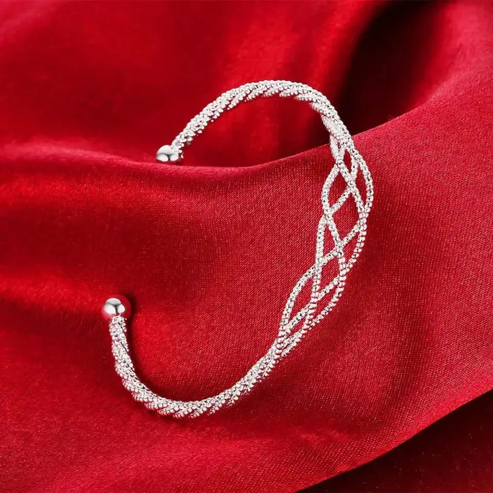 Sterling Silver Adjustable Open Leaf Hair Cuff Bracelet