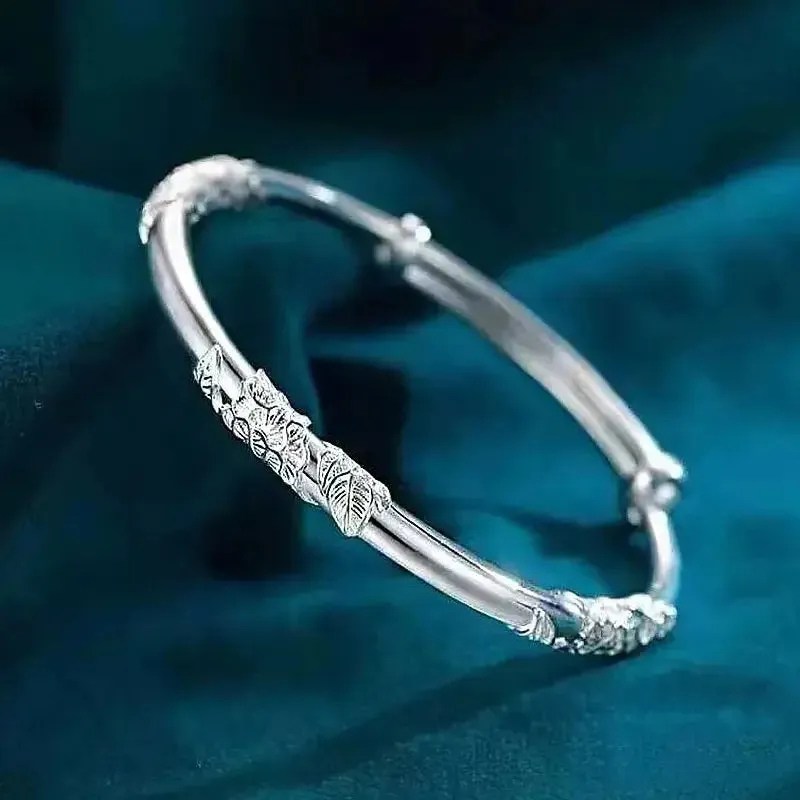 Sterling Silver Adjustable Open Leaf Hair Cuff Bracelet
