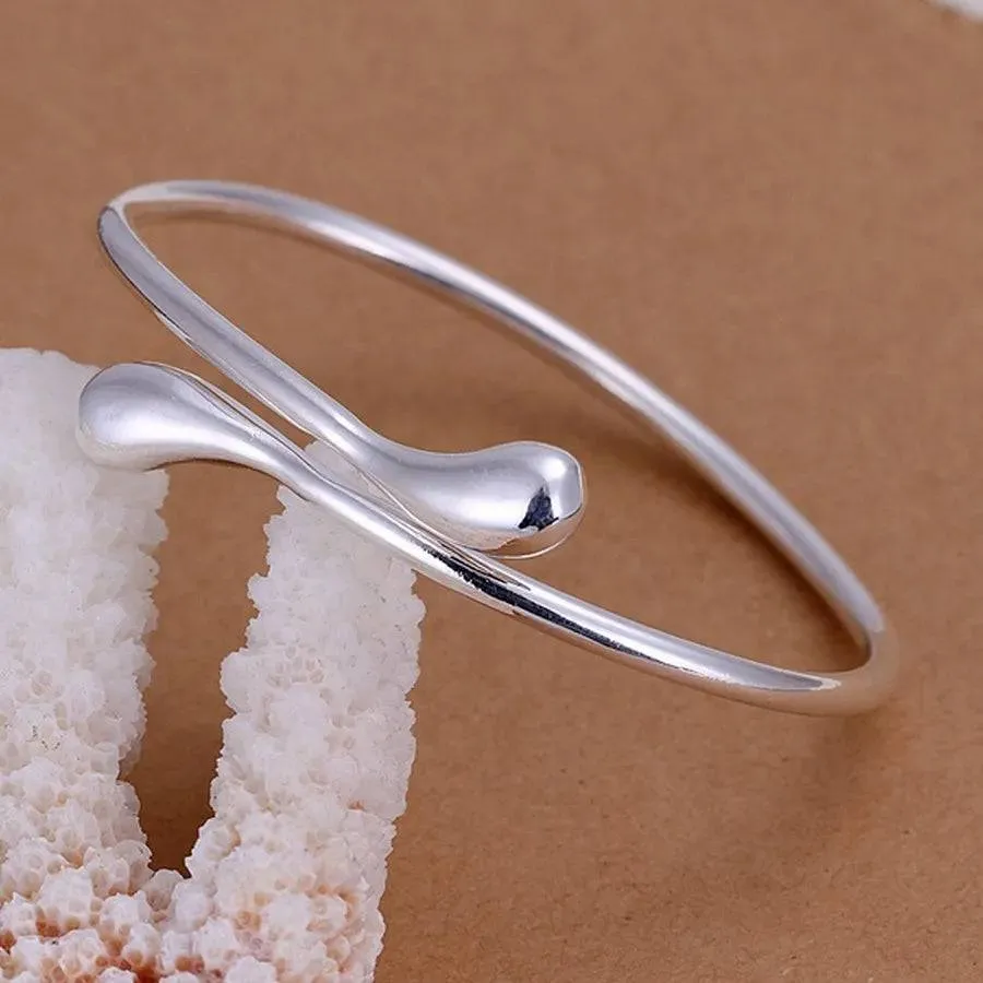 Sterling Silver Adjustable Open Leaf Hair Cuff Bracelet