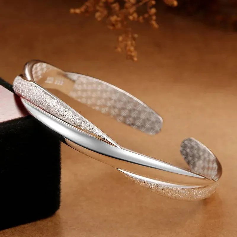 Sterling Silver Adjustable Open Leaf Hair Cuff Bracelet