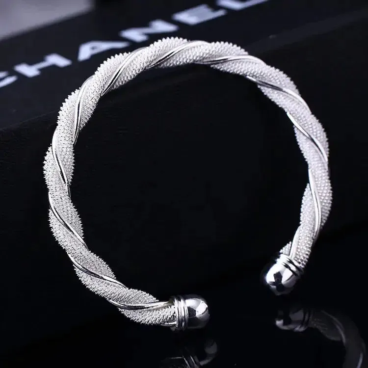 Sterling Silver Adjustable Open Leaf Hair Cuff Bracelet