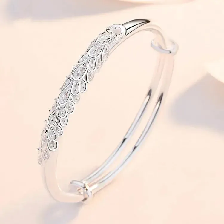 Sterling Silver Adjustable Open Leaf Hair Cuff Bracelet