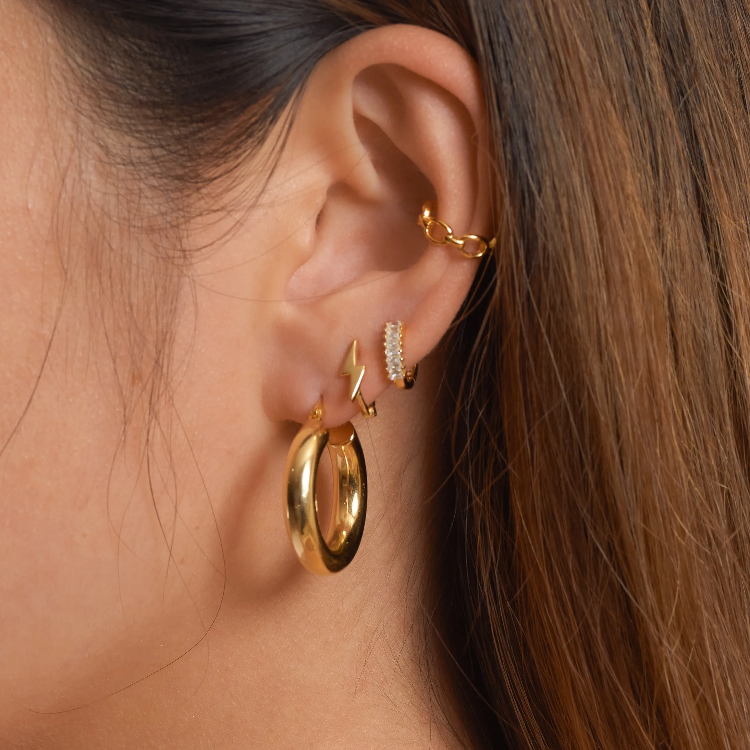Sterling Silver Tube Chunky Hoop Earrings
