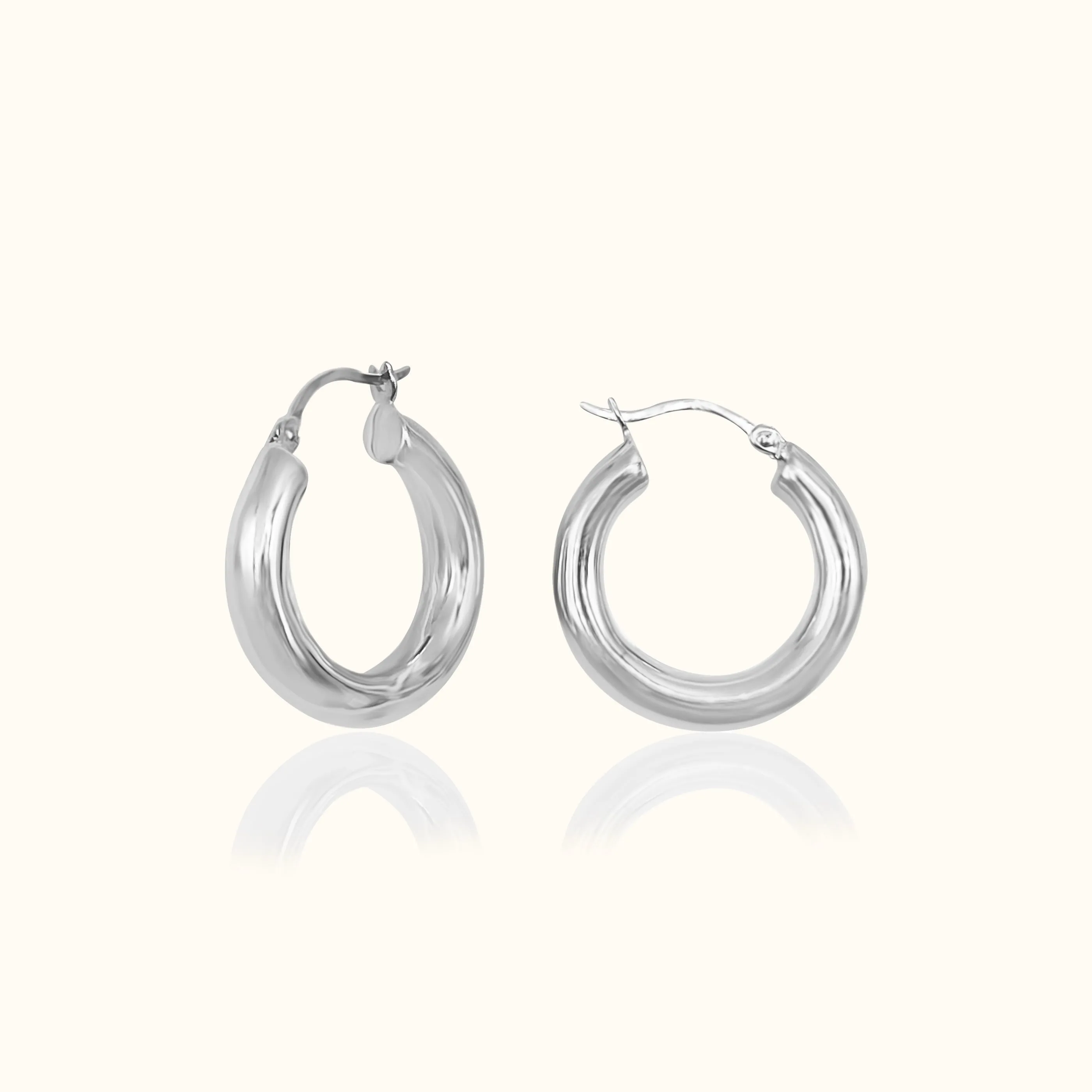 Sterling Silver Tube Chunky Hoop Earrings