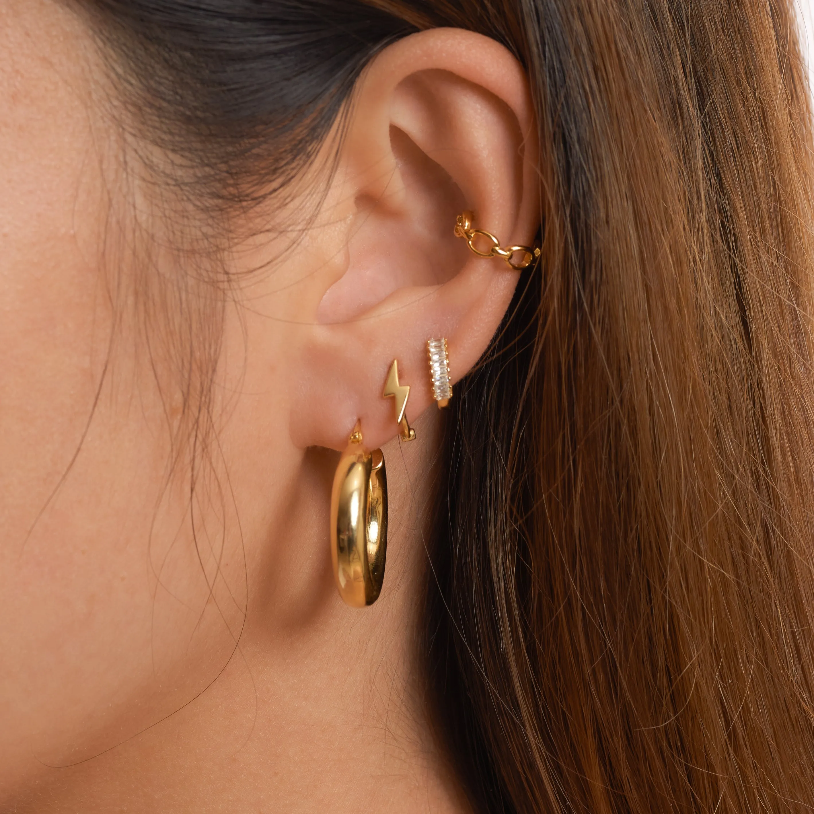 Sterling Silver Tube Chunky Hoop Earrings