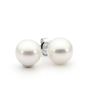 Sterling Silver White Round Freshwater Pearl Studs