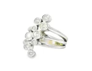 Stunning 14K White Gold Bezel Set Diamond Cascade Ring