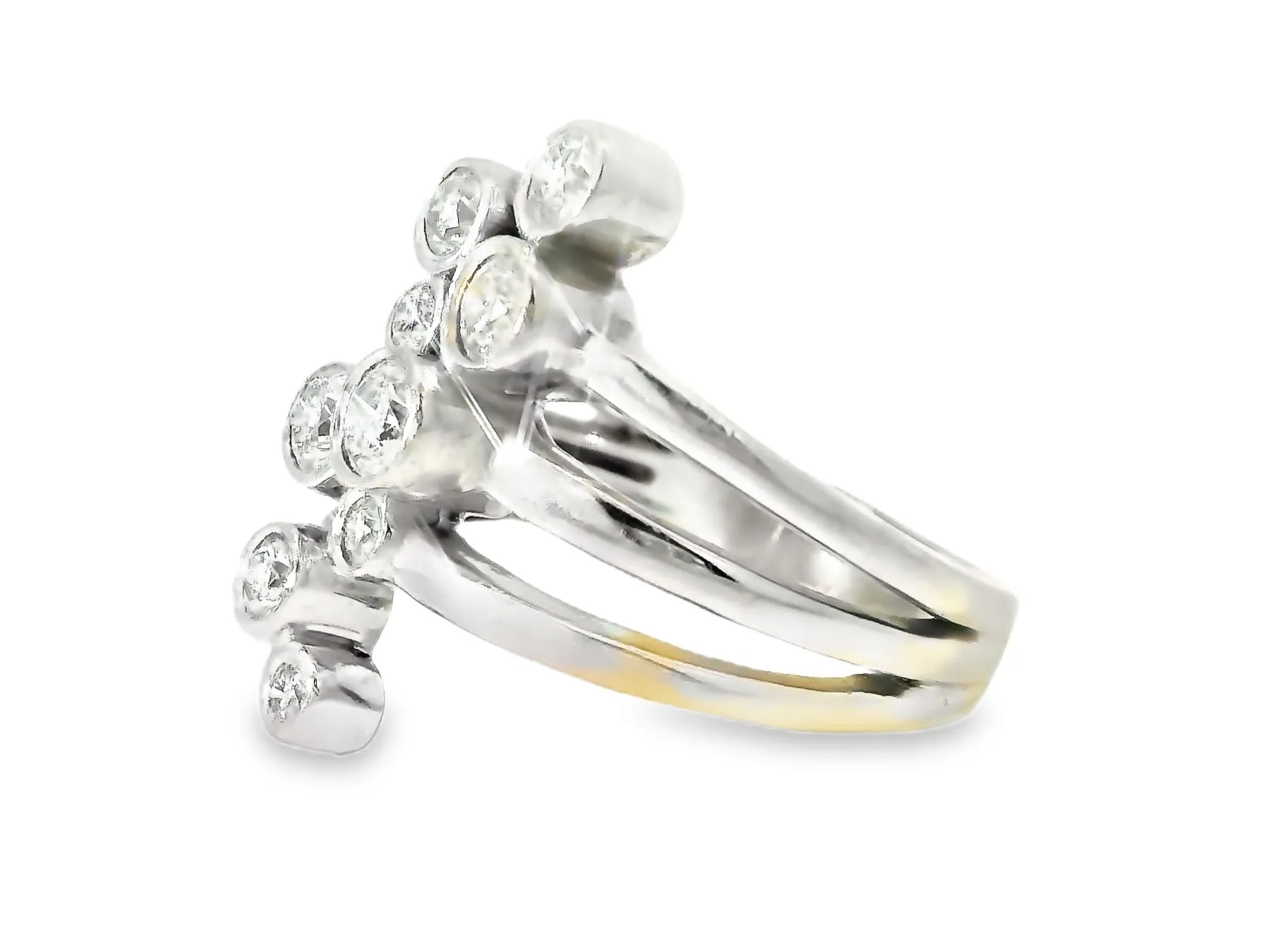 Stunning 14K White Gold Bezel Set Diamond Cascade Ring