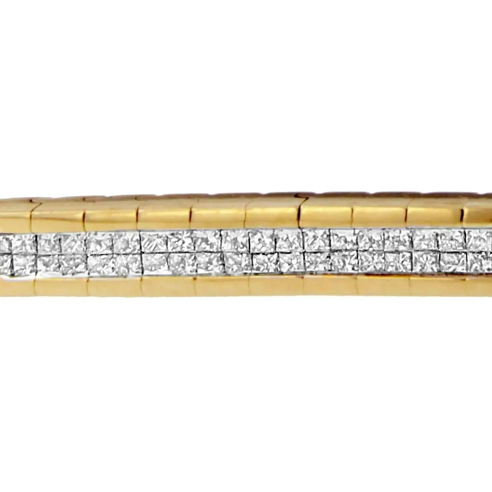 Stunning 14K Yellow Gold Princess-Cut Diamond Banded Bracelet with 1.10 Carats of Brilliant Sparkle