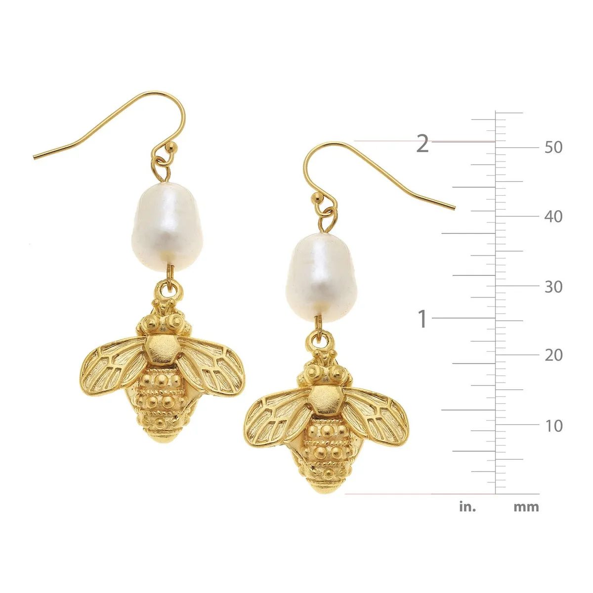 Susan Shaw Bee   Pearl Wire Drop Earrings