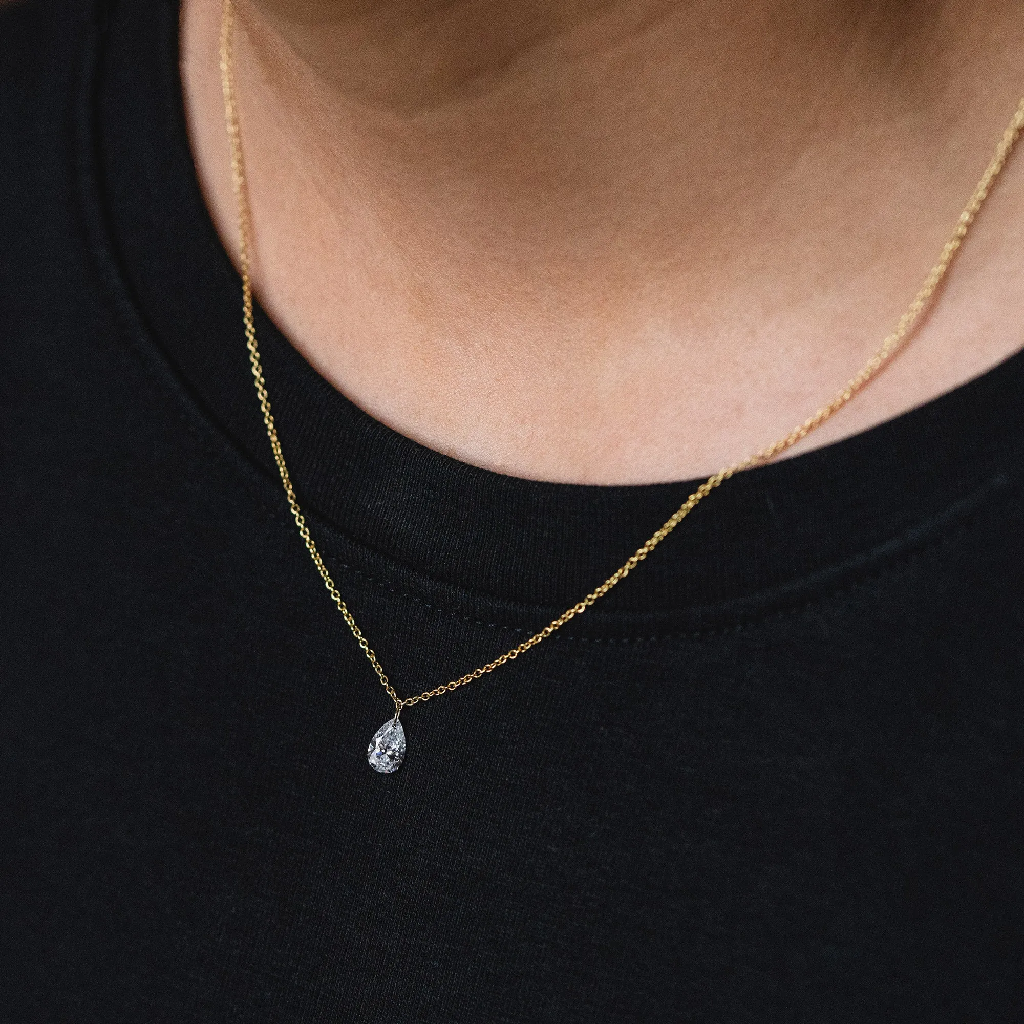 Teardrop 0.5ct Diamond Necklace - 14k Gold